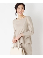 【洗える・42(LL)WEB限定サイズ】ぺプラムプルオーバー/ライトベージュ(051)