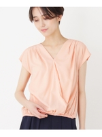 【洗える】イージーケアカシュクールブラウス/ライトオレンジ(066)