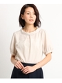 【洗える】エアリーロールネックブラウス/ベージュ(052)