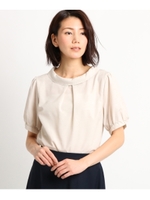 【洗える】エアリーロールネックブラウス/ベージュ(052)