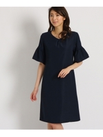 【洗える】スリーブ切替ワンピース/ネイビー(093)