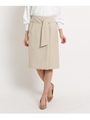 【洗える】ダブルクロススカート/ライトベージュ(051)