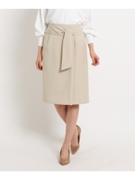 【洗える】ダブルクロススカート/ライトベージュ(051)