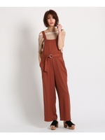 【洗える】ツイルサロペット/ブラウン(042)