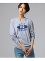 【洗える】デザインネックプリントロングＴシャツ/グレー(112)