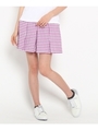 【洗える】ドビーギンガムチェックキュロット/ライトパープル(981)