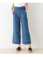 【洗える】ハイウエストデニムワイドパンツ/ブルー(092)