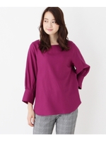 【洗える】パフスリーブＴブラウス/ピンク系(075)