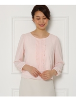 【洗える】フリルタック ブラウス/ベビーピンク(071)