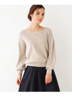 【洗える】ボリュームスリーブニット/ライトベージュ(051)