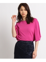 【洗える】マントライクビジューニット/ラズベリーピンク(073)