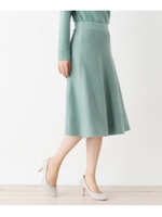 【洗える】ミラノリブフレアスカート/ライトグリーン(021)