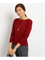 【洗える】ラメ入りラインリブニット/ボルドー(064)