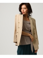 【洗える】リネンストレッチジャケット/ベージュ(052)