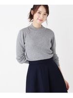 【洗える】リブハイネックニット/ライトグレー(011)