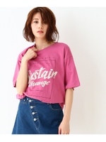 【洗える】ヴィンテージ風ロゴTシャツ/ピンク系(074)