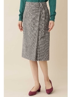 ◆[TV着用][洗える]グレンチェックスカート/ブラックチェック1(011)