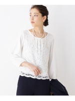 ◆【4(LL)WEB限定サイズ】レースジョーゼットブラウス/ホワイト(001)