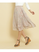 ◆【洗える】シアーフラワースカート/ピンク系(070)