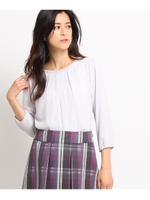 ◆【洗える】七分袖シフォンブラウス/ライトグレー(011)