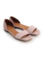 ◆サテン×スエードスクエアサンダル/ベビーピンク(571)