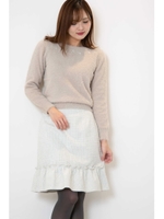 ◆フラワービーズシャギーニット/ミルクティベージュ(040)