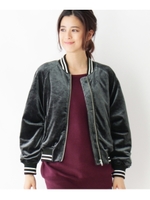 ◆ベロアコンパクトZIPジャケット/ネイビー(095)