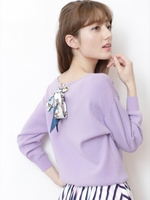 ＢＡＣＫスカーフ付ドルマンニット/ラベンダー