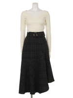 アシムヘムチェックコンビKnitOP/D/GRN