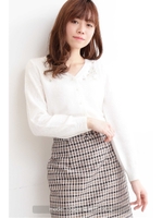 アンゴラモヘヤビジュー調カーディガン/ホワイト(030)