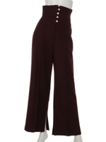 ウールハイウェストパンツ/ブラウン