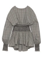 ウエストシャーリングブラウス/BLKxWHT