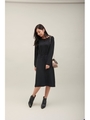 ウエストレースアップリボンニットワンピース/ブラック