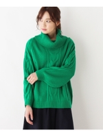 オフタートルケーブルニット/ダークグリーン(023)