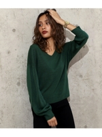 カシミアタッチボリュームスリーブトッ/モスグリーン(040)