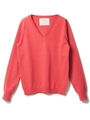 カシミヤ混Vネックニットトップス/ピンク