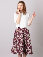 カットジャガードフラワースカート/ボルドー