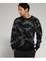 カモフラ 迷彩 クルーネックニット/ブラック(219)