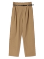 カラーベルト付ハイウエストパンツ/ベージュ
