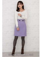 カラーロービングピケビットタイトスカート/ライラック1(081)