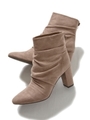 ギャザーショートブーツ/ベージュ