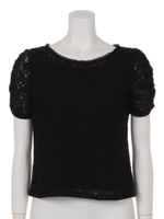 ギャザースリーブブラウス/ブラック