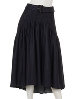 ギャザー切り替えベルト付きスカート/INDIGO