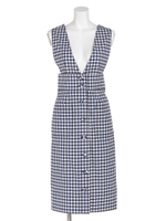 ギンガムチェックジャンパースカート/ブルー