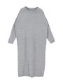クルーネックロングニットワンピース/杢グレー