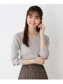 クロスネックワイドリブニット/ライトグレー(011)