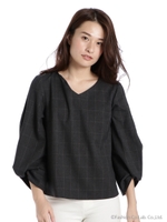 グラフチェックブラウス/チャコール