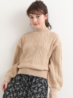 ケーブルハイネックプルオーバー/ベージュ