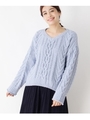 ケーブルモールニットプルオーバー/ライトブルー(091)