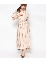 【Factor=】コットンガーゼムラ染めワンピース/ベージュ(005)